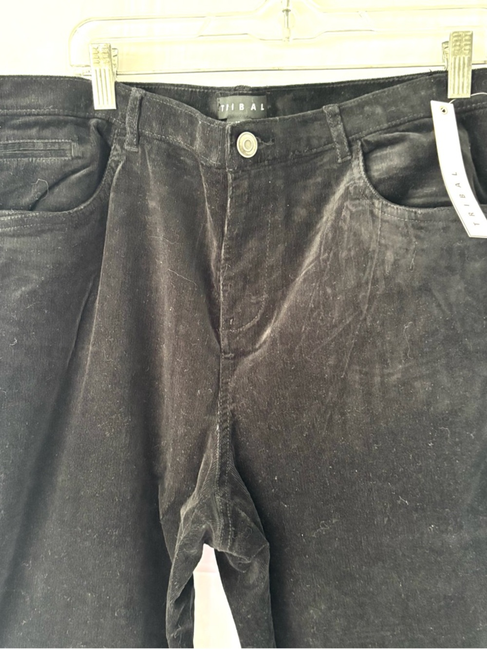 NWT Tribal Black Corduroy Stretch Straight Leg Pants SZ 14 - Picture 3 of 8